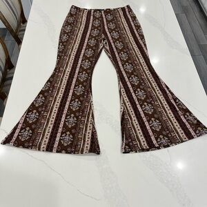 Women High Waisted Flare Yoga Pants Long Stretchy Party Floral Print Trousers
